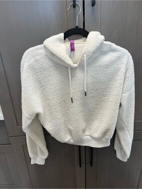Adore Me Cream Sherpa Cropped Hoodie